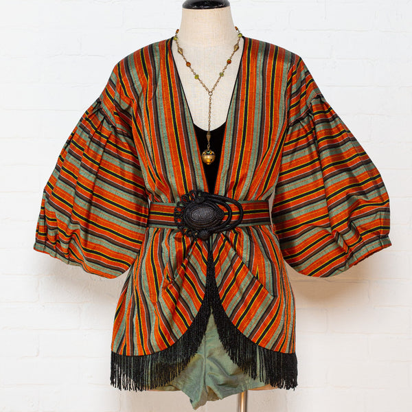 "Autumn Stripe" Reimagined Vintage Kimono - Kimono Zulu Artist Collaboration with Judy Masliyah